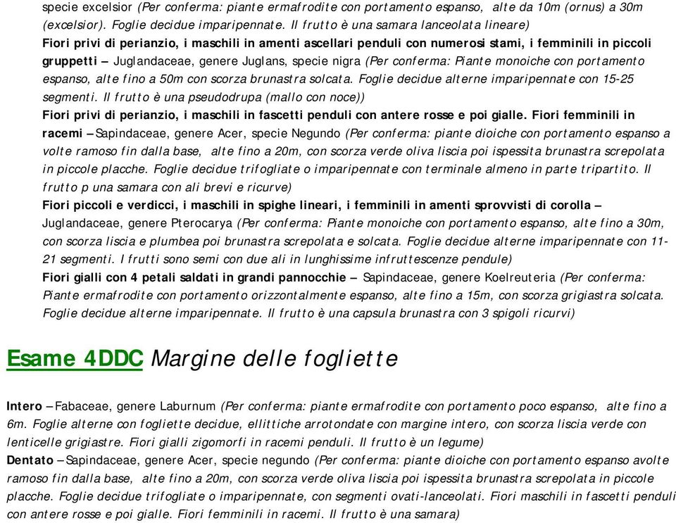 nigra (Per conferma: Piante monoiche con portamento espanso, alte fino a 50m con scorza brunastra solcata. Foglie decidue alterne imparipennate con 15-25 segmenti.