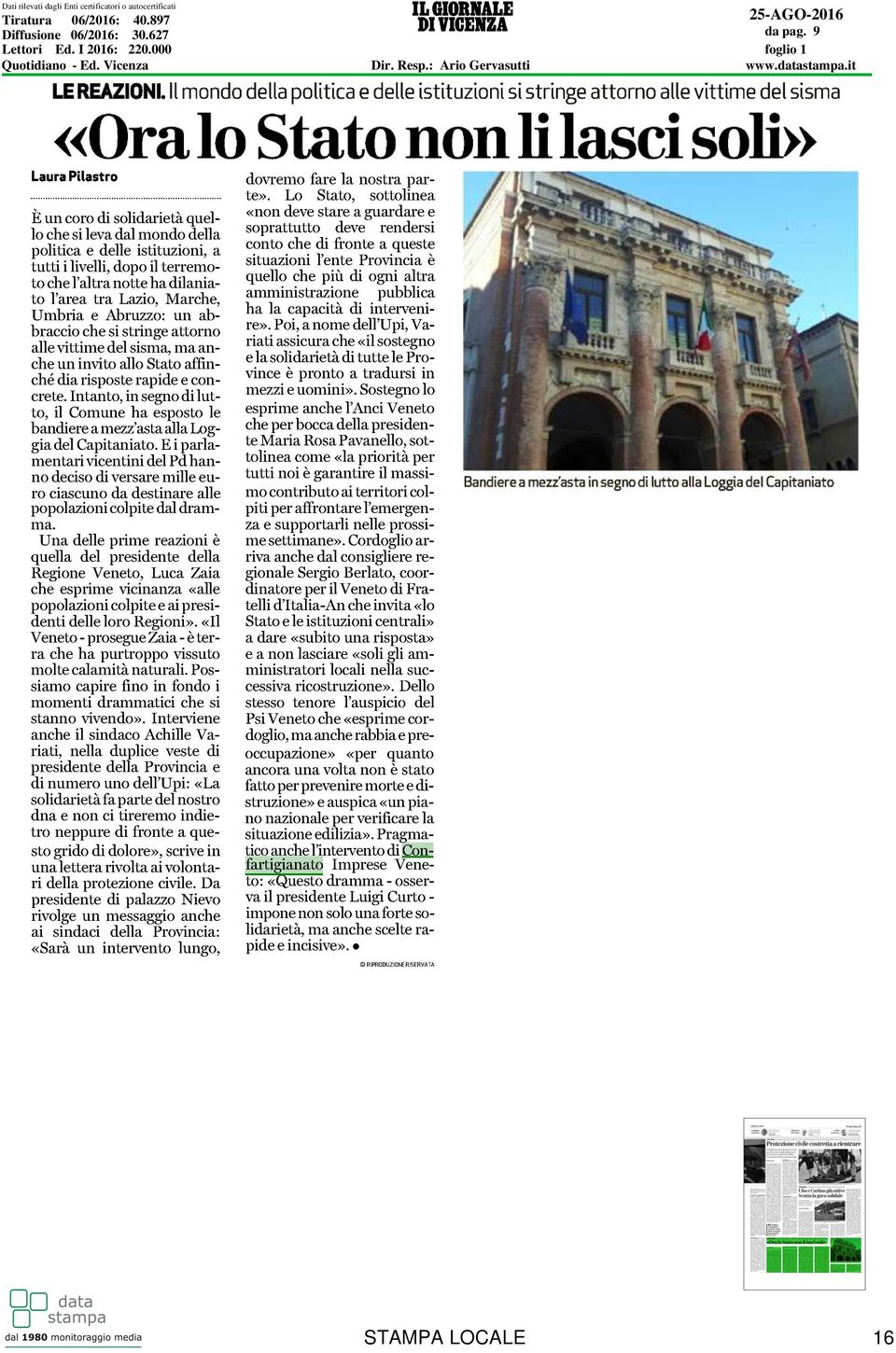 I 2016: 220.000 Quotidiano - Ed. Vicenza Dir.