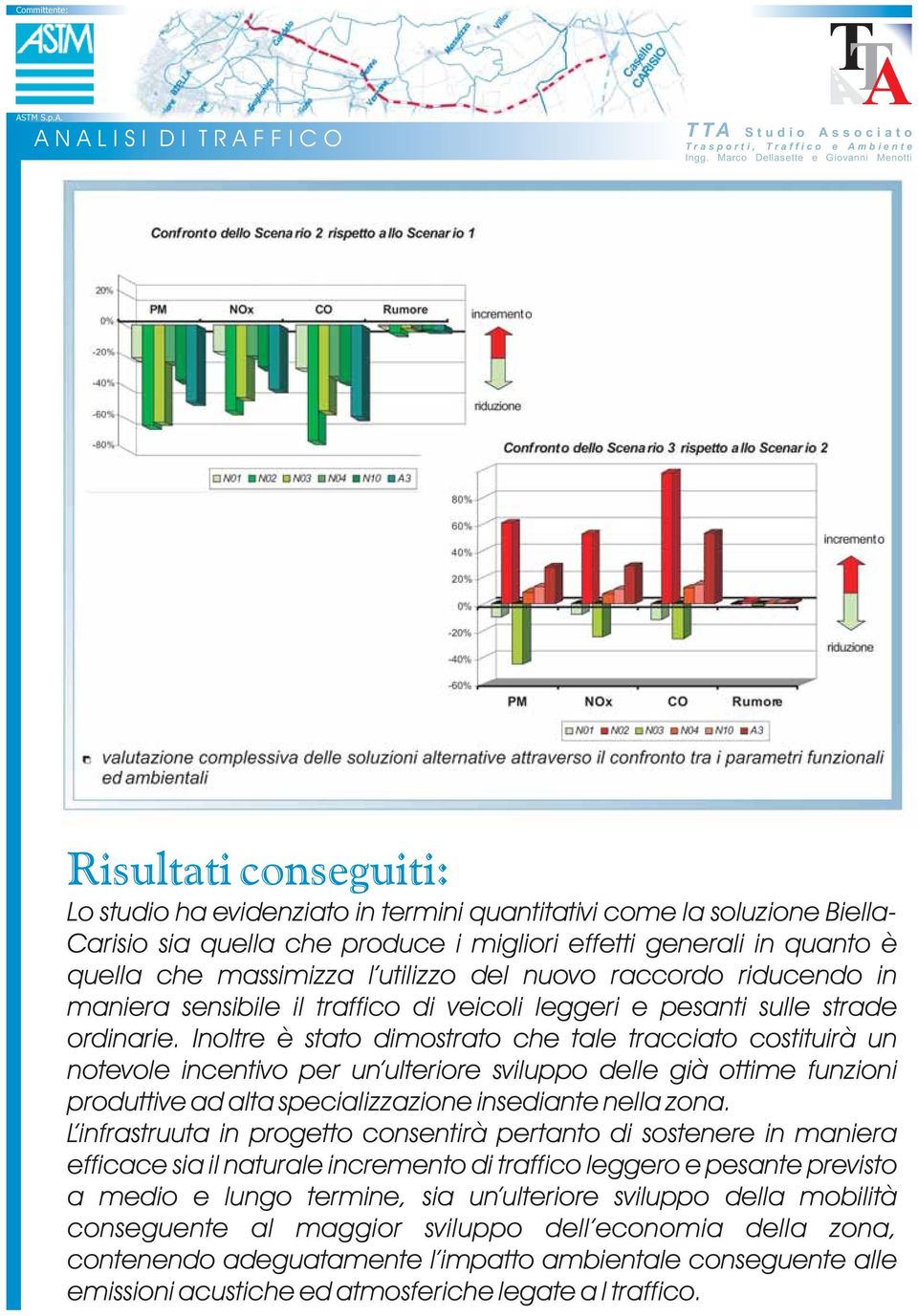 Inoltre è stato dimostrato che tale tracciato costituirà un notevole incentivo per un ulteriore sviluppo delle già ottime funzioni produttive ad alta specializzazione insediante nella zona.