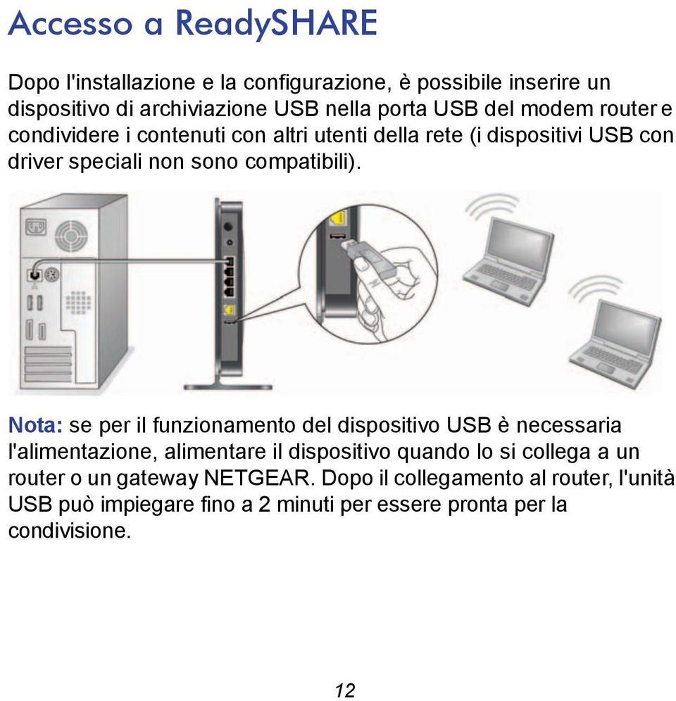 Nota: se per il funzionamento del dispositivo USB è necessaria l'alimentazione, alimentare il dispositivo quando lo si collega a un