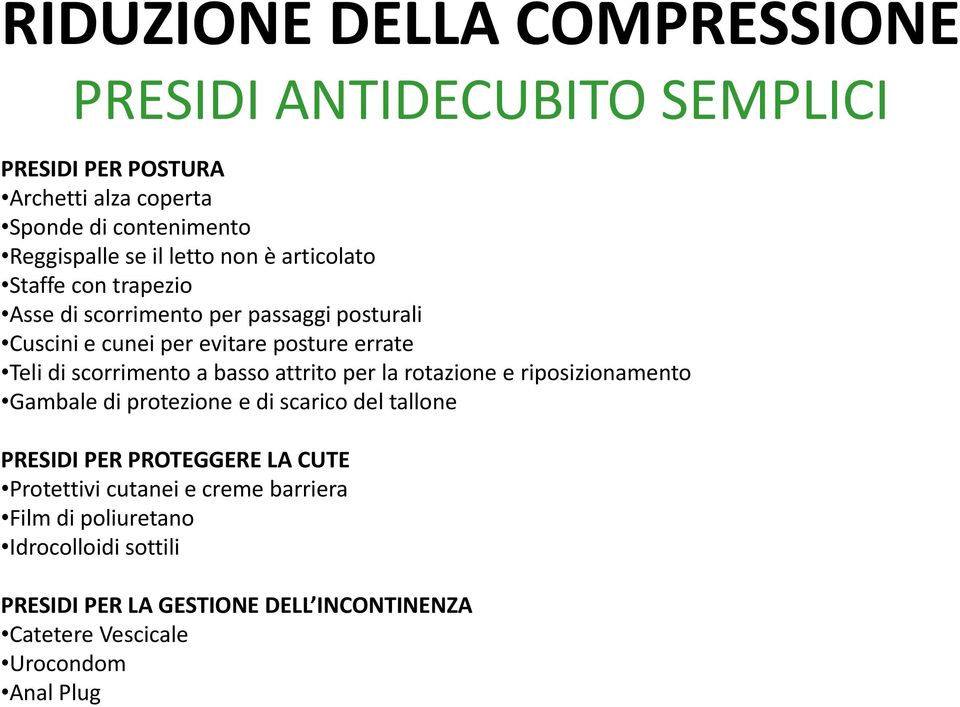 scorrimento a basso attrito per la rotazione e riposizionamento Gambale di protezione e di scarico del tallone PRESIDI PER PROTEGGERE LA CUTE