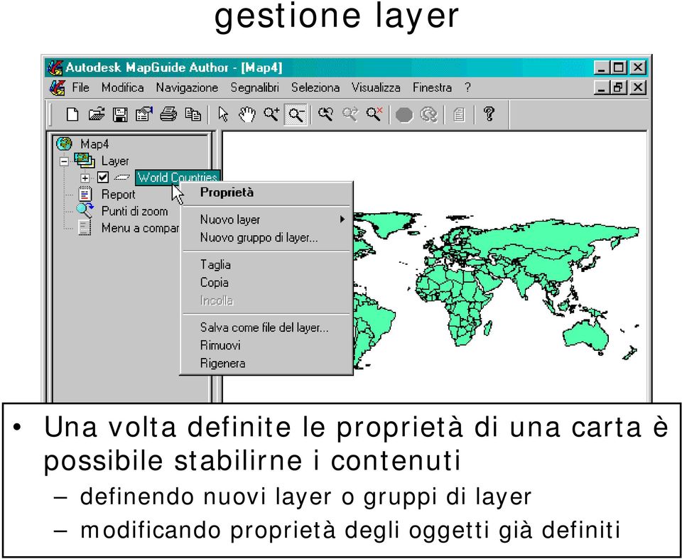 i contenuti definendo nuovi layer o gruppi di