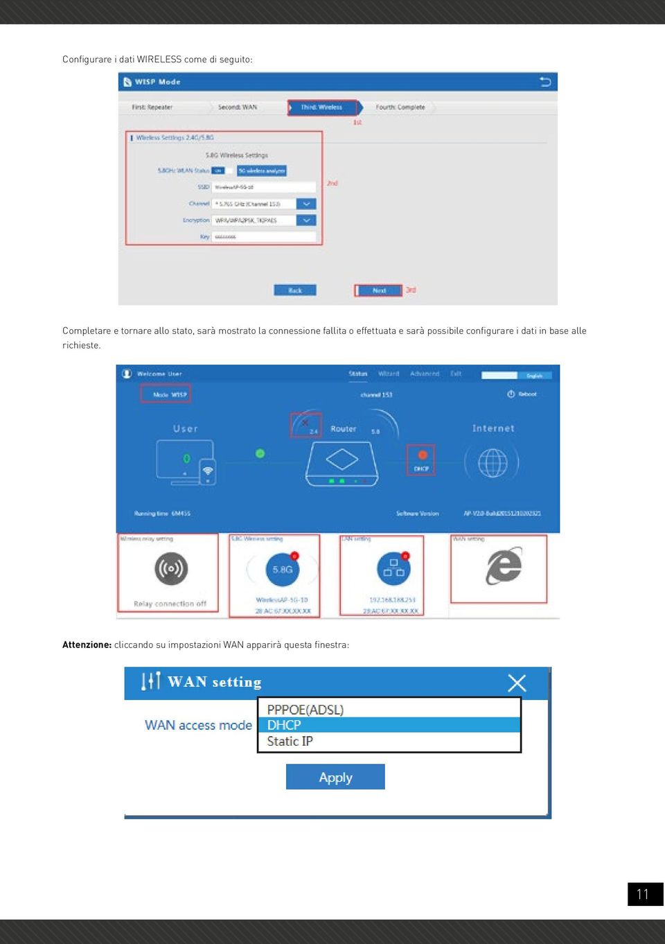 effettuata e sarà possibile configurare i dati in base alle