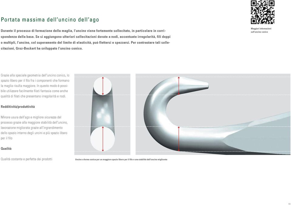 Per contrastare tali sollecitazioni, Groz-Beckert ha sviluppato l uncino conico.