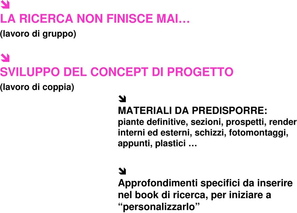 ed esterni, schizzi, fotomontaggi, appunti, plastici Approfondimenti