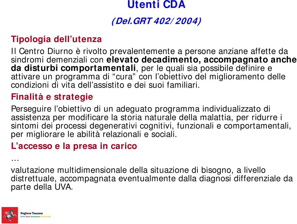 comportamentali, per le quali sia possibile definire e attivare un programma di cura con l obiettivo del miglioramento delle condizioni di vita dell assistito e dei suoi familiari.