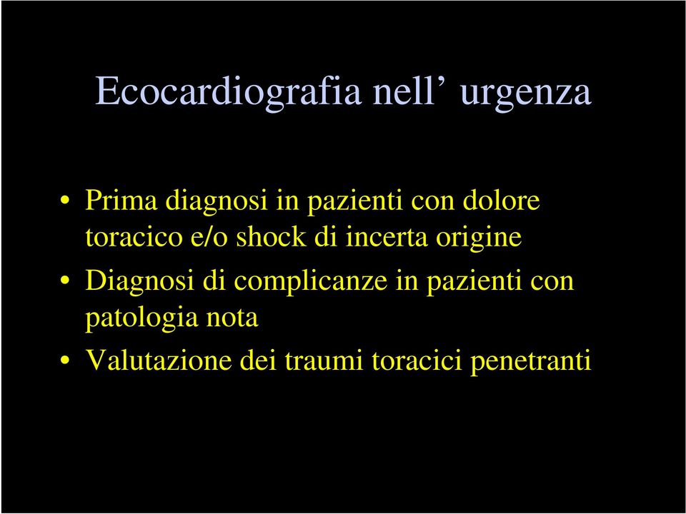 origine Diagnosi di complicanze in pazienti con