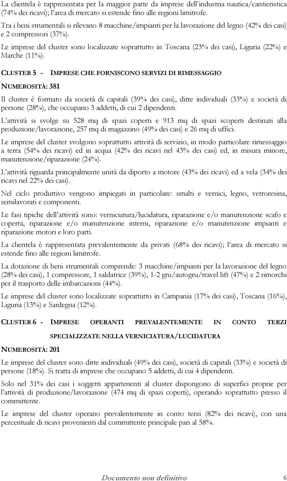 Le imprese del cluster sono localizzate soprattutto in Toscana (23% dei casi), Liguria (22%) e Marche (11%).