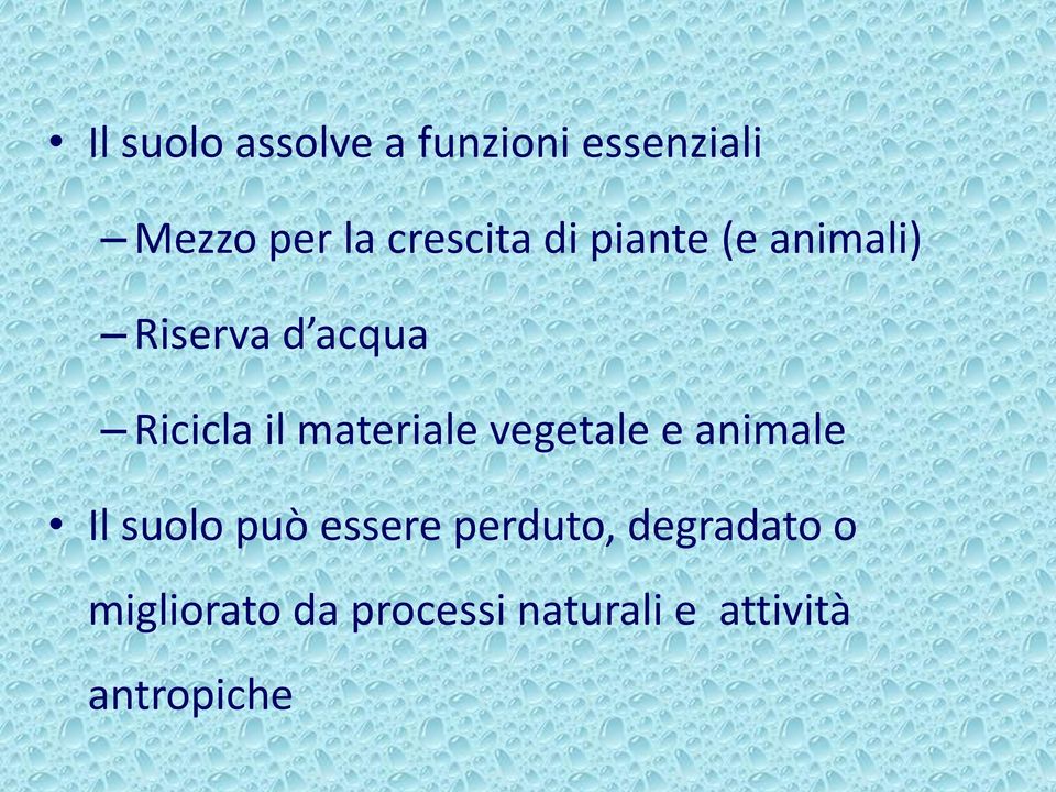 materiale vegetale e animale Il suolo può essere perduto,