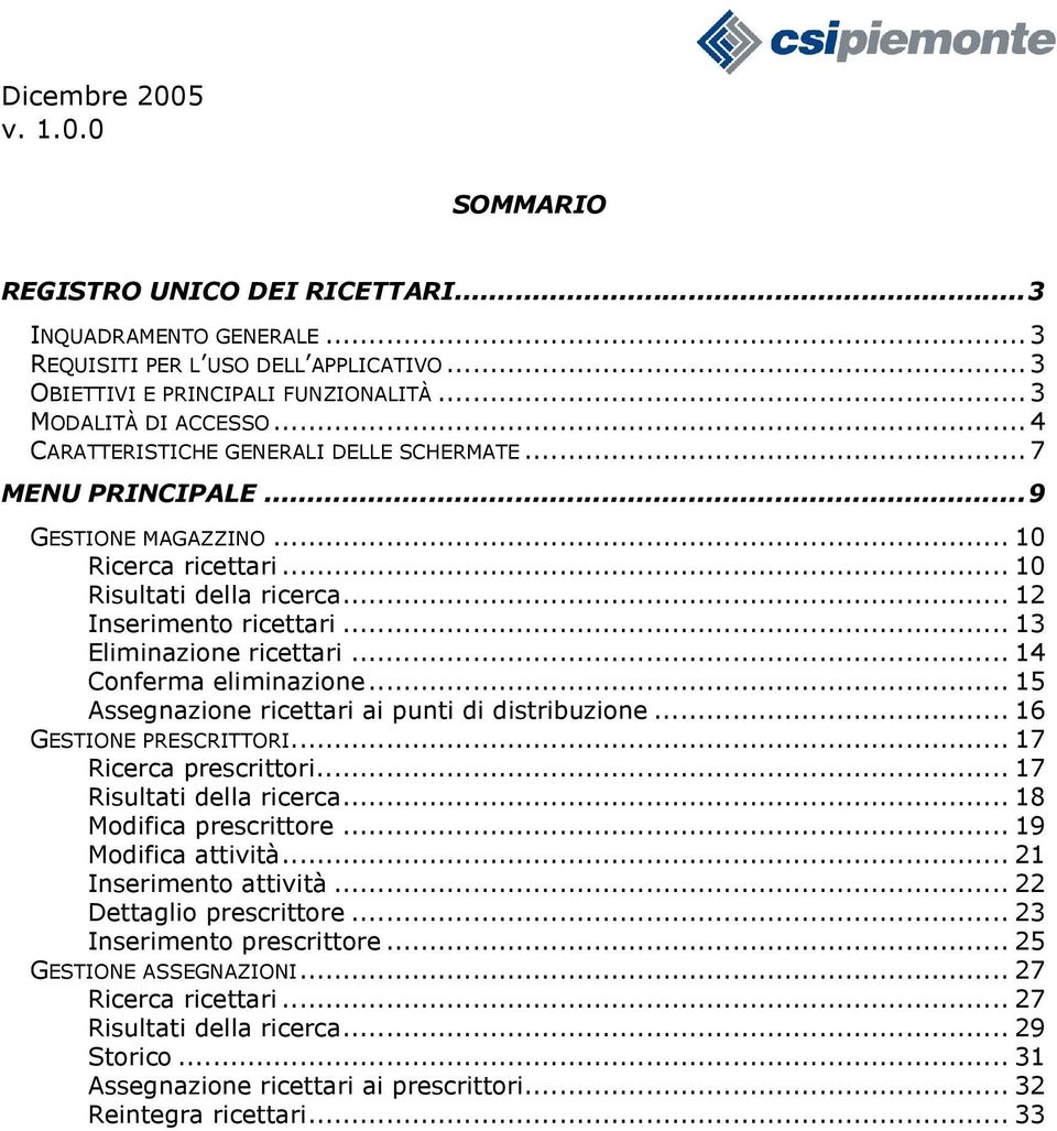 .. 14 Conferma eliminazione... 15 Assegnazione ricettari ai punti di distribuzione... 16 GESTIONE PRESCRITTORI... 17 Ricerca prescrittori... 17 Risultati della ricerca... 18 Modifica prescrittore.