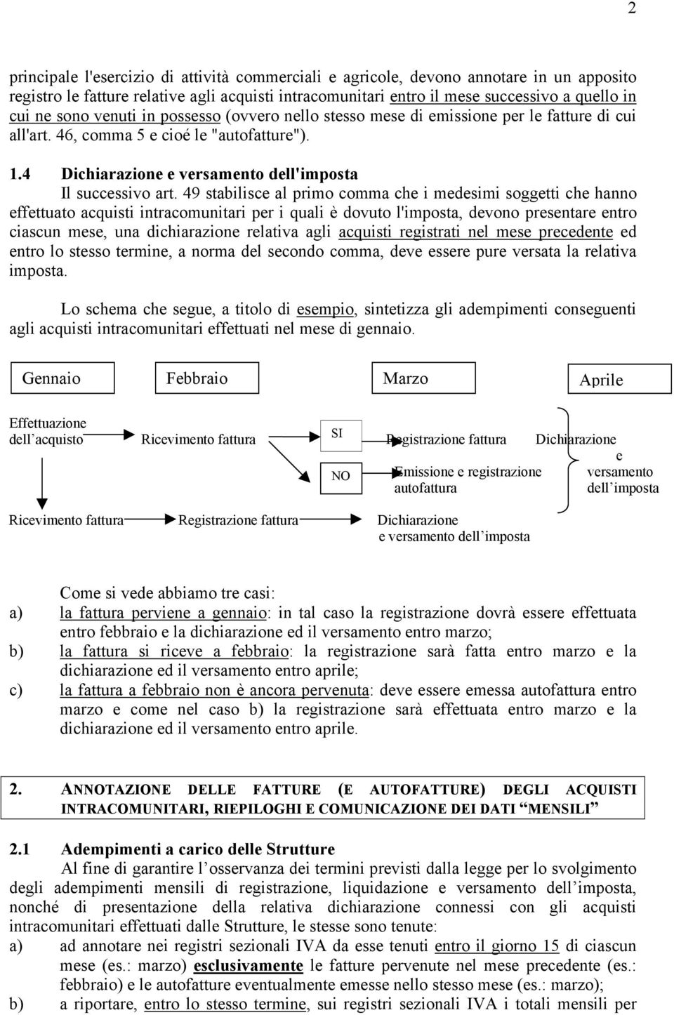 49 stabilisce al primo comma che i medesimi soggetti che hanno effettuato acquisti intracomunitari per i quali è dovuto l'imposta, devono presentare entro ciascun mese, una dichiarazione relativa