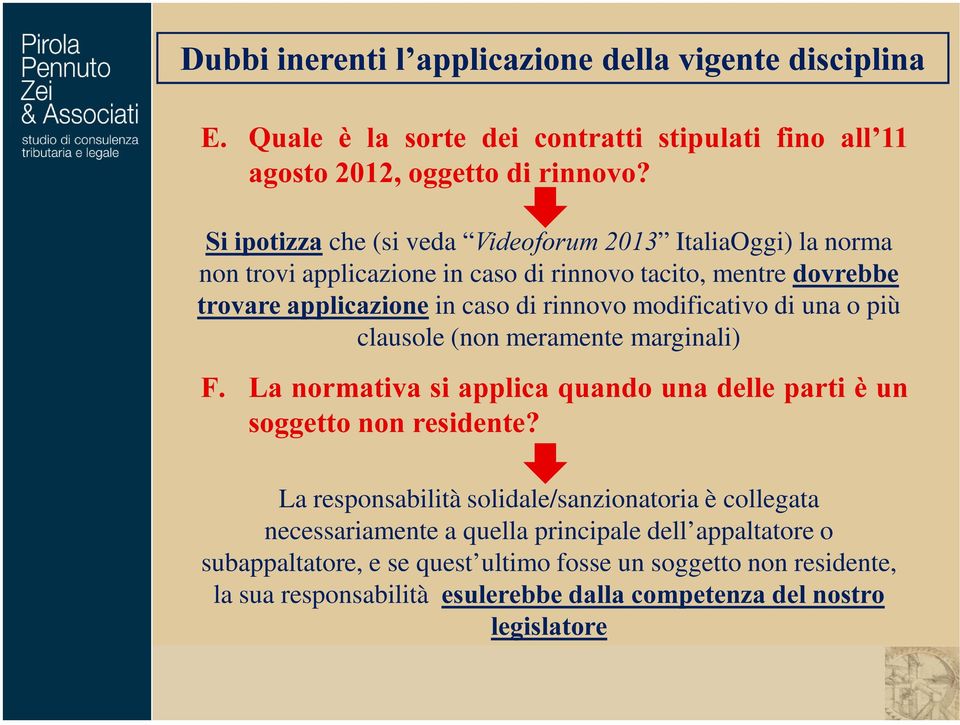 meramente marginali) ) /D QRUPDWLYD VL DSSOLFD TXDQGR XQD GHOOH SDUWL q XQ VRJJHWWR QRQ UHVLGHQWH" La responsabilità solidale/sanzionatoria è collegata necessariamente