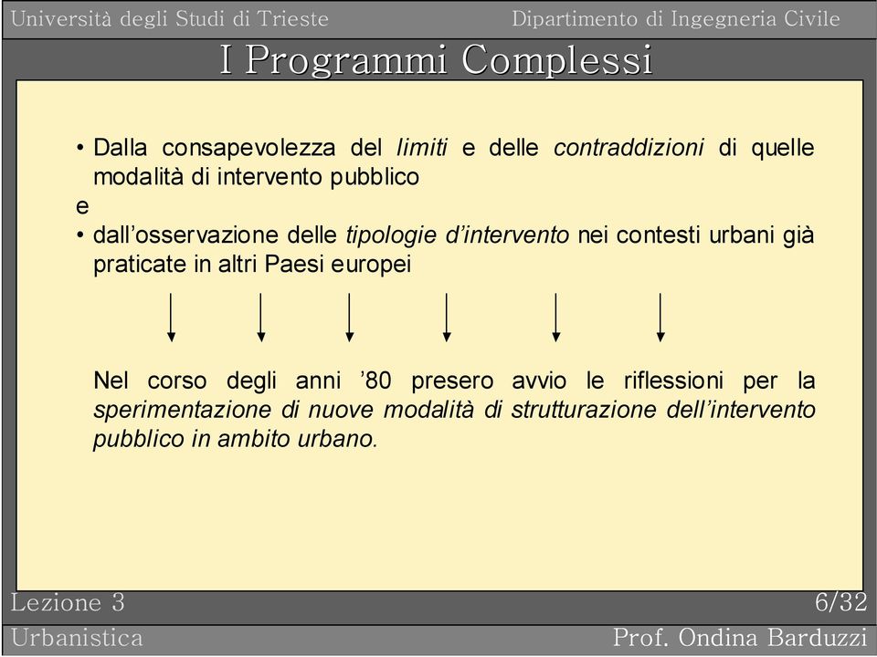 praticate in altri Paesi europei Nel corso degli anni 80 presero avvio le riflessioni per