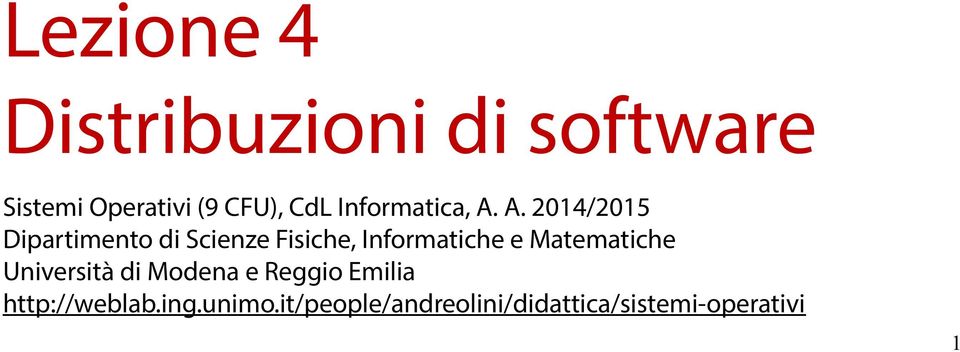 A. 2014/2015 Dipartimento di Scienze Fisiche, Informatiche e