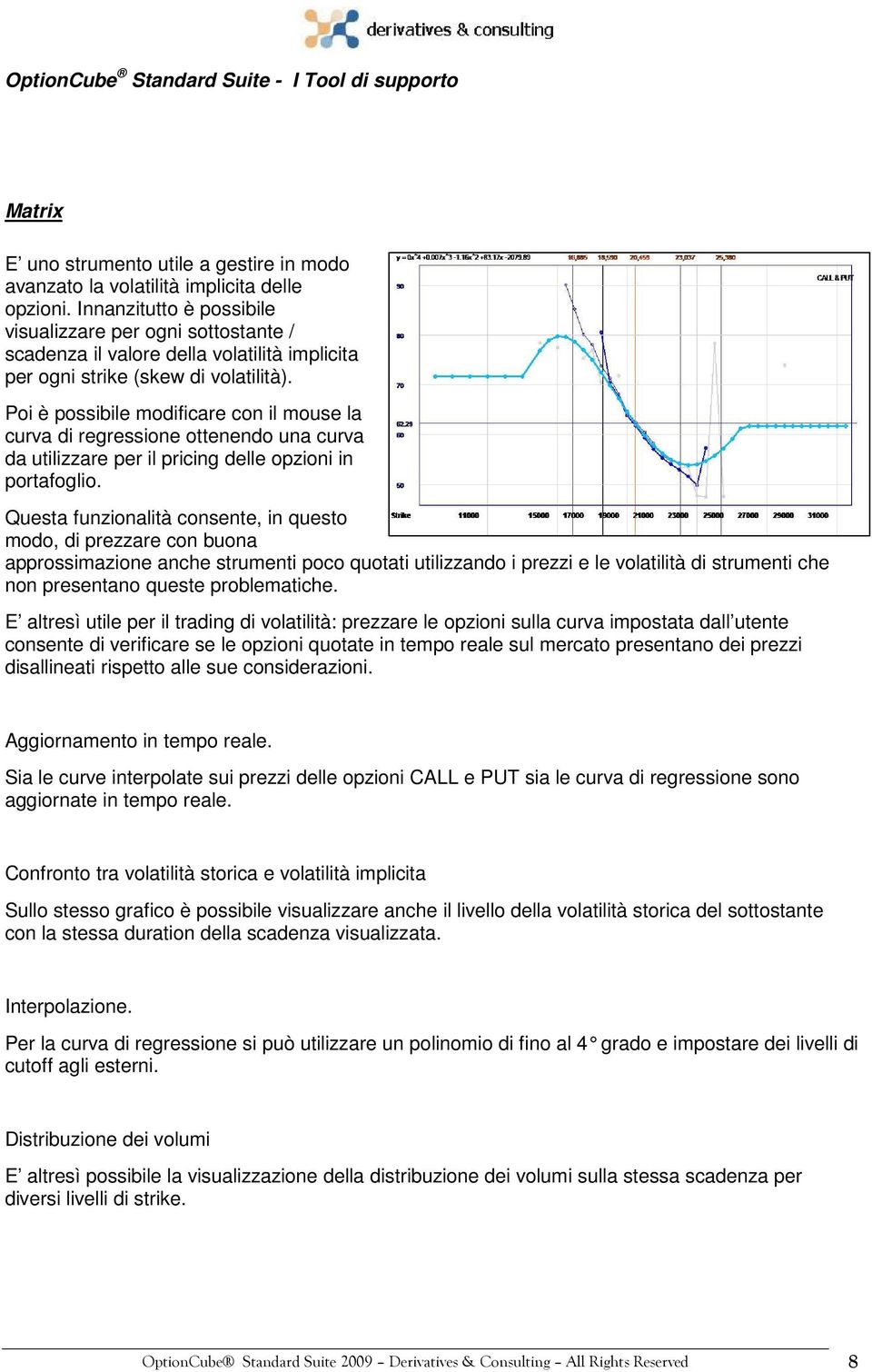 Poi è possibile modificare con il mouse la curva di regressione ottenendo una curva da utilizzare per il pricing delle opzioni in portafoglio.