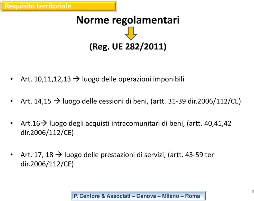 14,15 luogo delle cessioni di beni, (artt. 31 39 dir.2006/112/ce) Art.