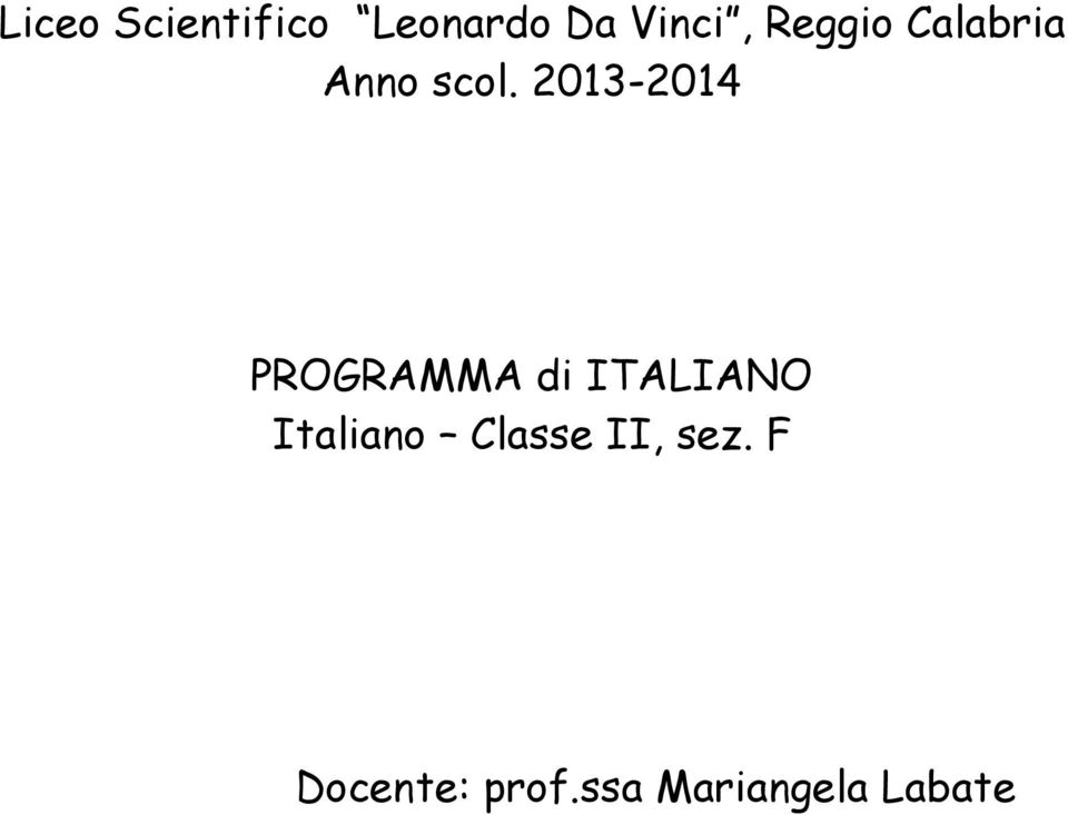 2013-2014 PROGRAMMA di ITALIANO