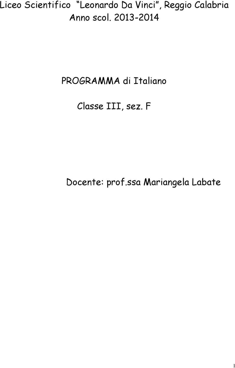 2013-2014 PROGRAMMA di Italiano