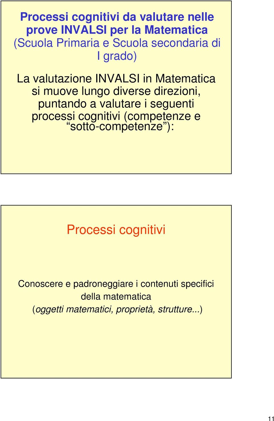puntando a valutare i seguenti processi cognitivi (competenze e sotto-competenze ): Processi
