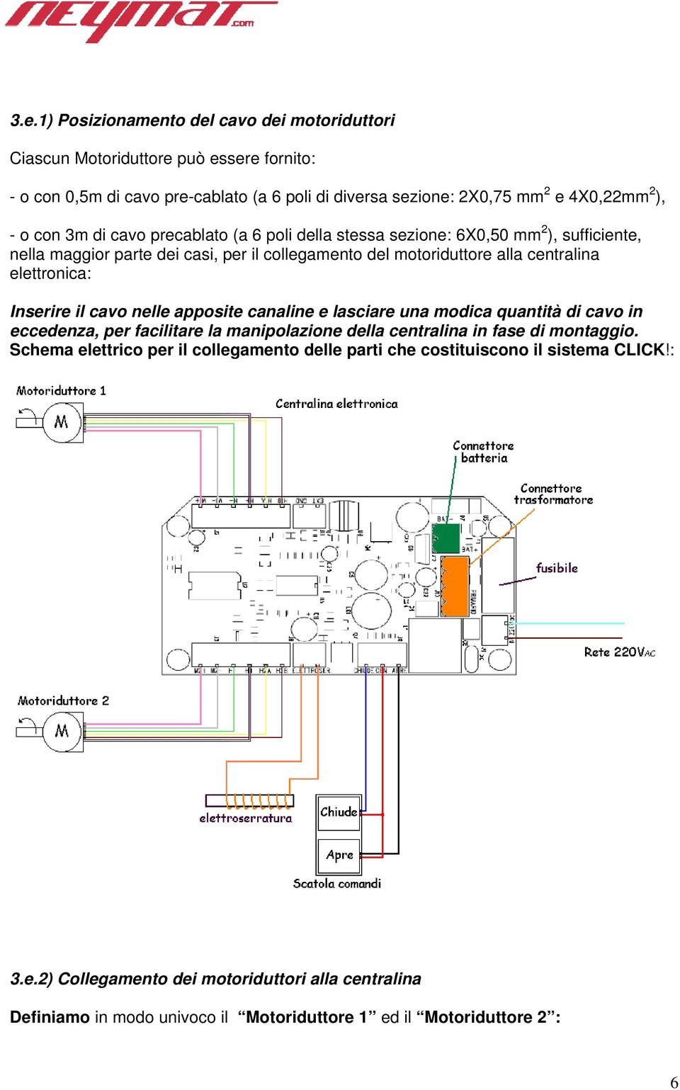 Inserire il cavo nelle apposite canaline e lasciare una modica quantità di cavo in eccedenza, per facilitare la manipolazione della centralina in fase di montaggio.