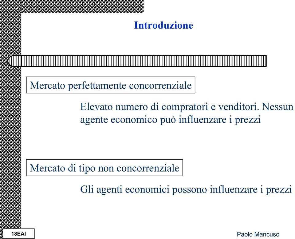 Nessun agente economico può influenzare i prezzi Mercato di