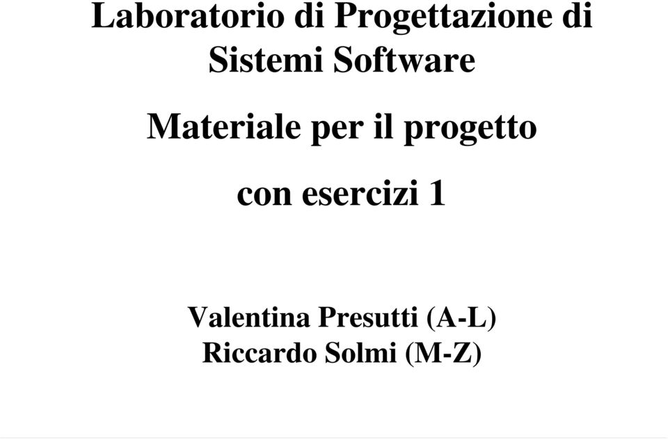 il progetto con esercizi 1