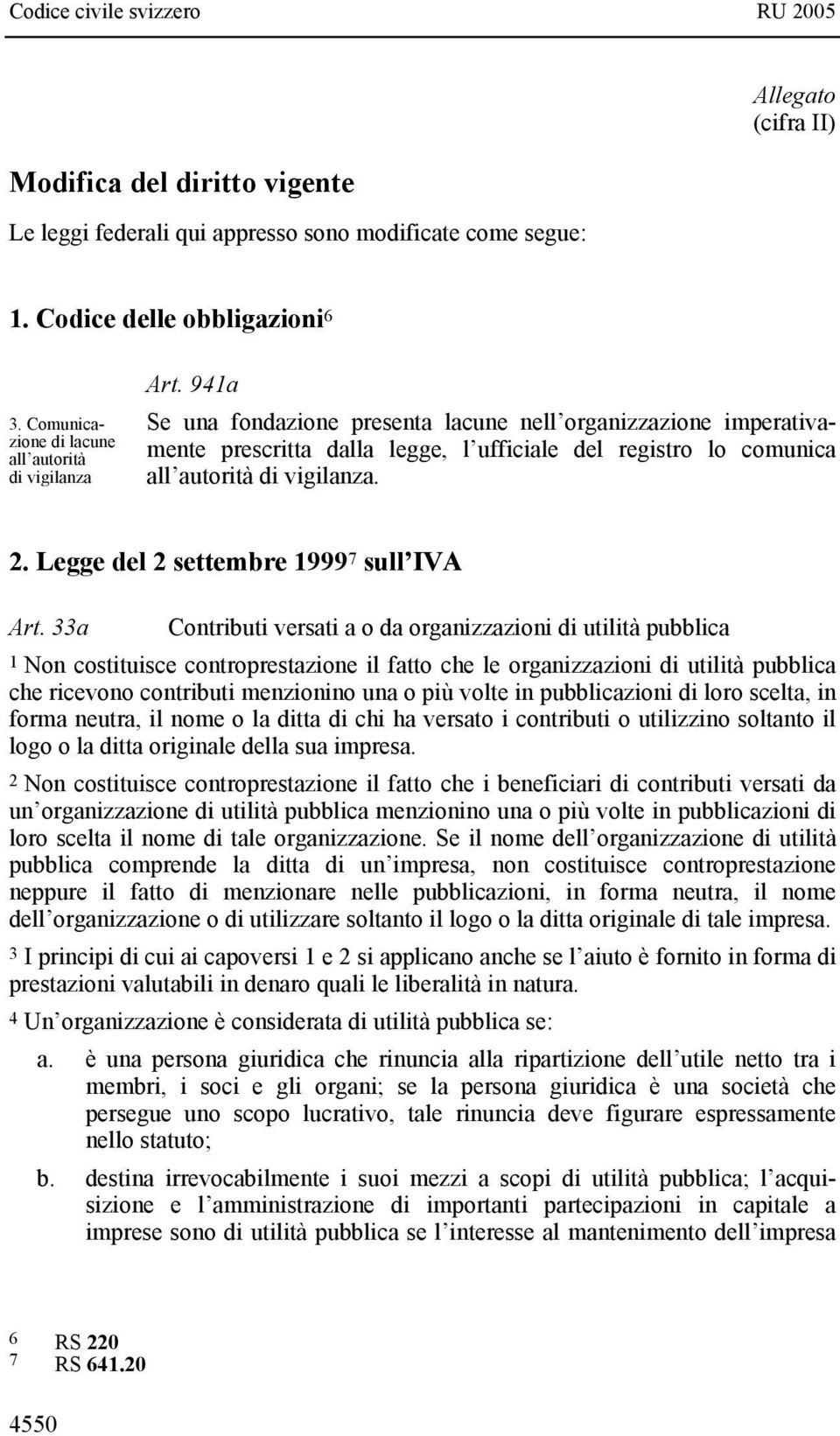 Legge del 2 settembre 1999 7 sull IVA Art.
