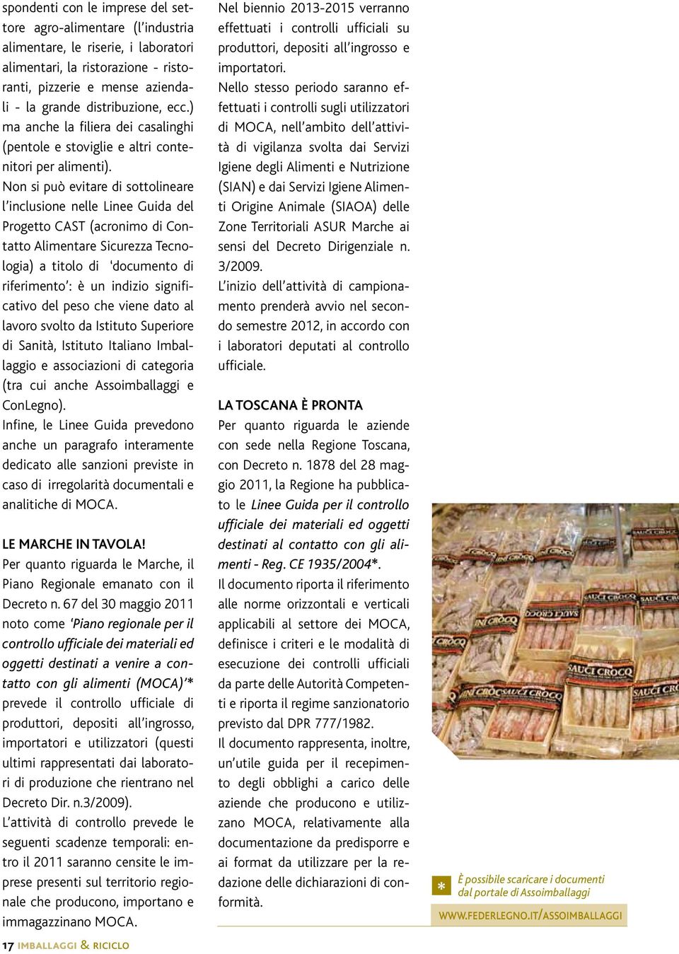 Non si può evitare di sottolineare l inclusione nelle Linee Guida del Progetto CAST (acronimo di Contatto Alimentare Sicurezza Tecnologia) a titolo di documento di riferimento : è un indizio