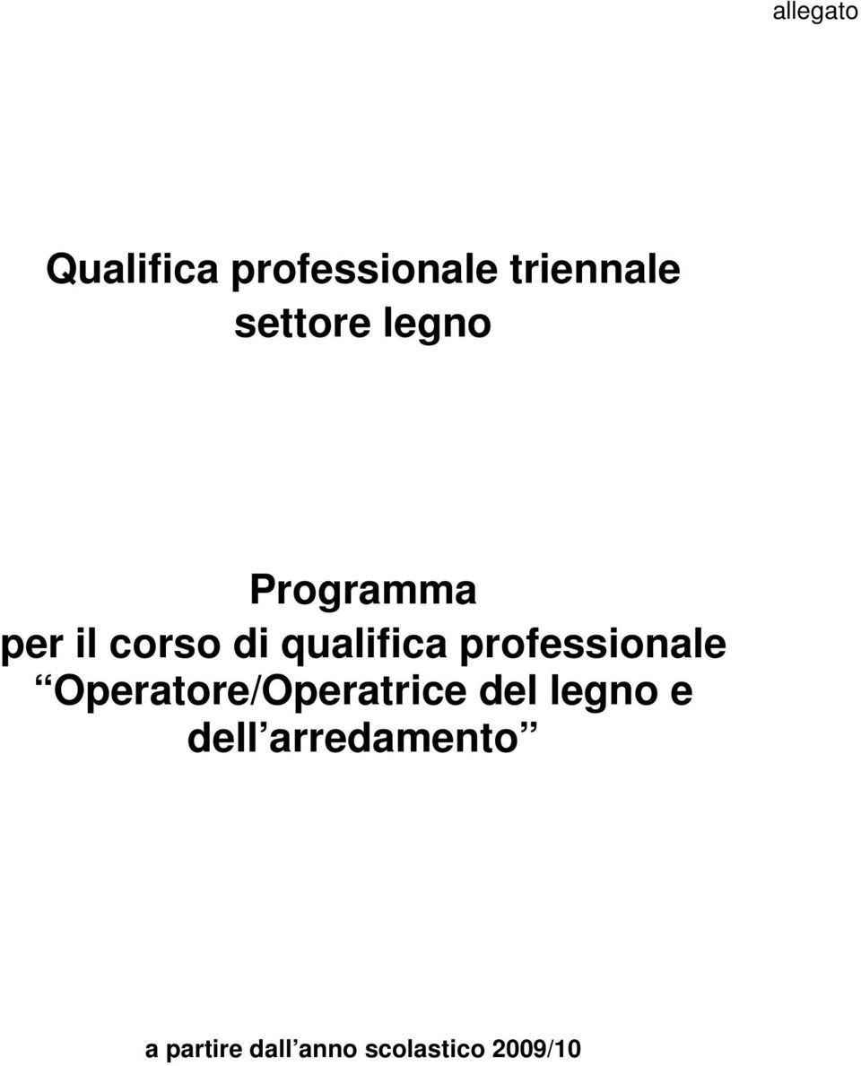 qualifica professionale Operatore/Operatrice del