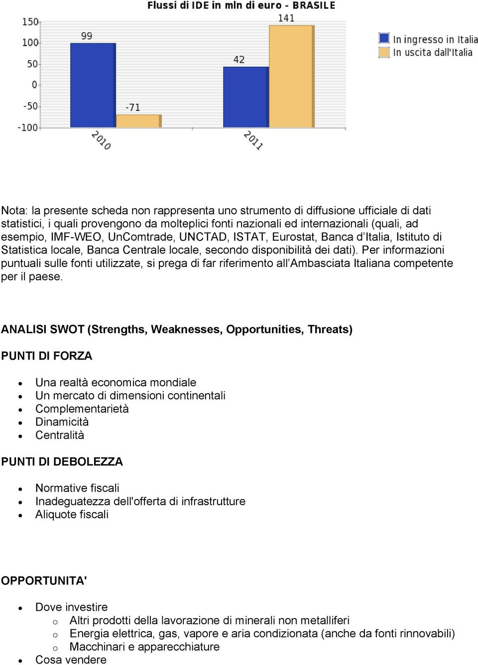 Per informazioni puntuali sulle fonti utilizzate, si prega di far riferimento all Ambasciata Italiana competente per il paese.