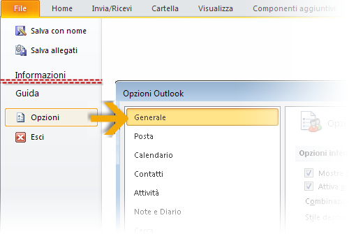 Nuova posizione dell'anteprima di stampa In Outlook 2010 l'anteprima di stampa è disponibile nella visualizzazione Backstage. Fare clic sulla scheda File e quindi su Stampa.