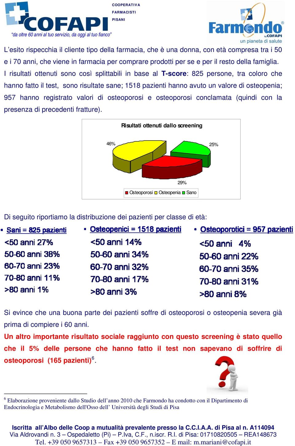 registrato valori di osteoporosi e osteoporosi conclamata (quindi con la presenza di precedenti fratture).