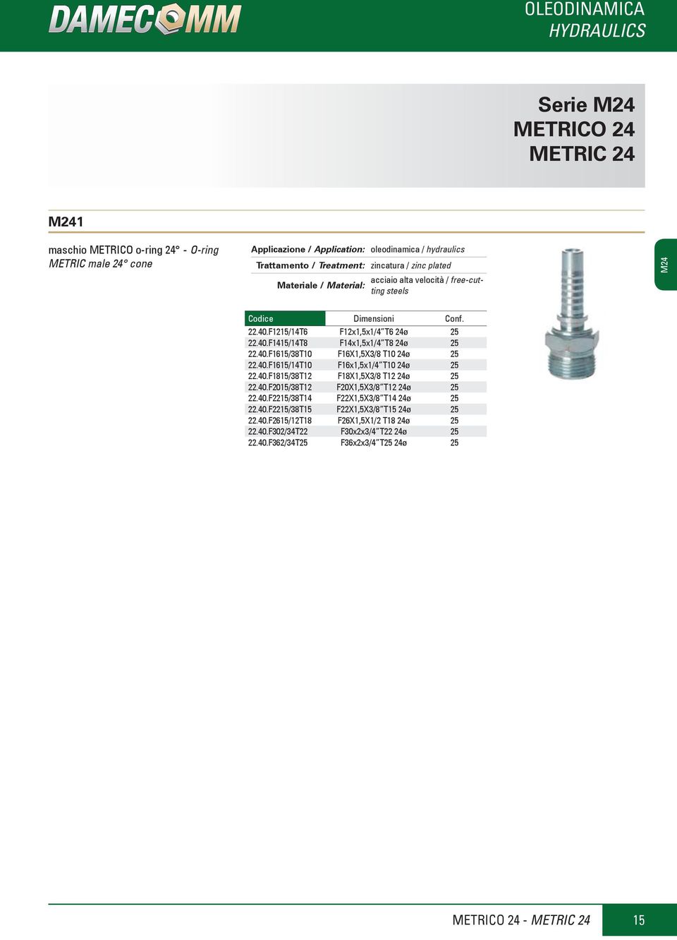 40.F2215/38T14 F22X1,5X3/8 T14 24ø 25 22.40.F2215/38T15 F22X1,5X3/8 T15 24ø 25 22.40.F2615/12T18 F26X1,5X1/2 T18 24ø 25 22.40.F302/34T22 F30x2x3/4 T22 24ø 25 22.