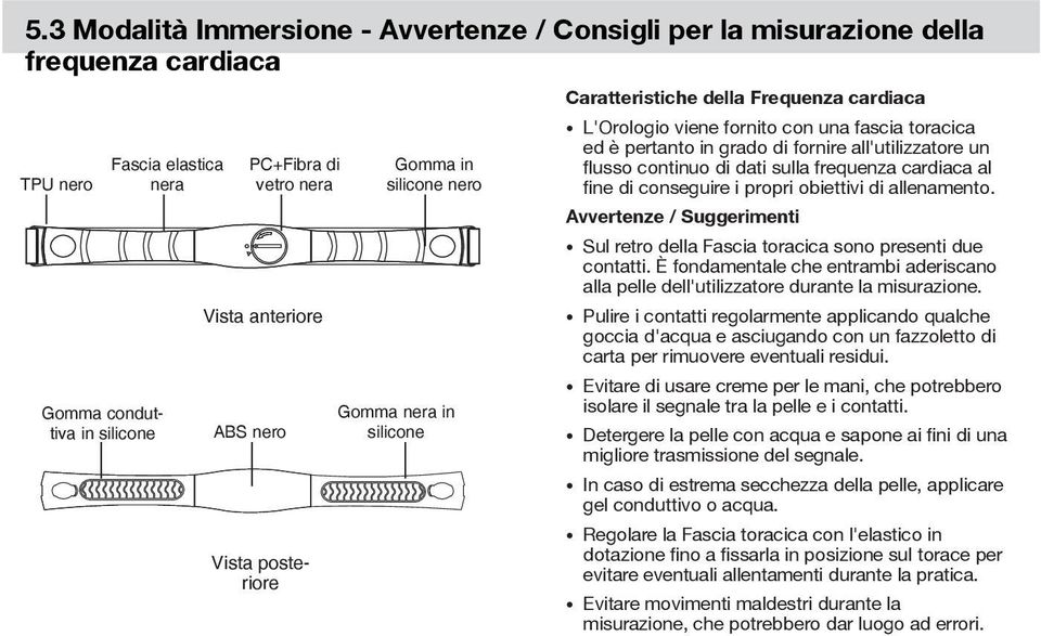 all'utilizzatore un flusso continuo di dati sulla frequenza cardiaca al fine di conseguire i propri obiettivi di allenamento.