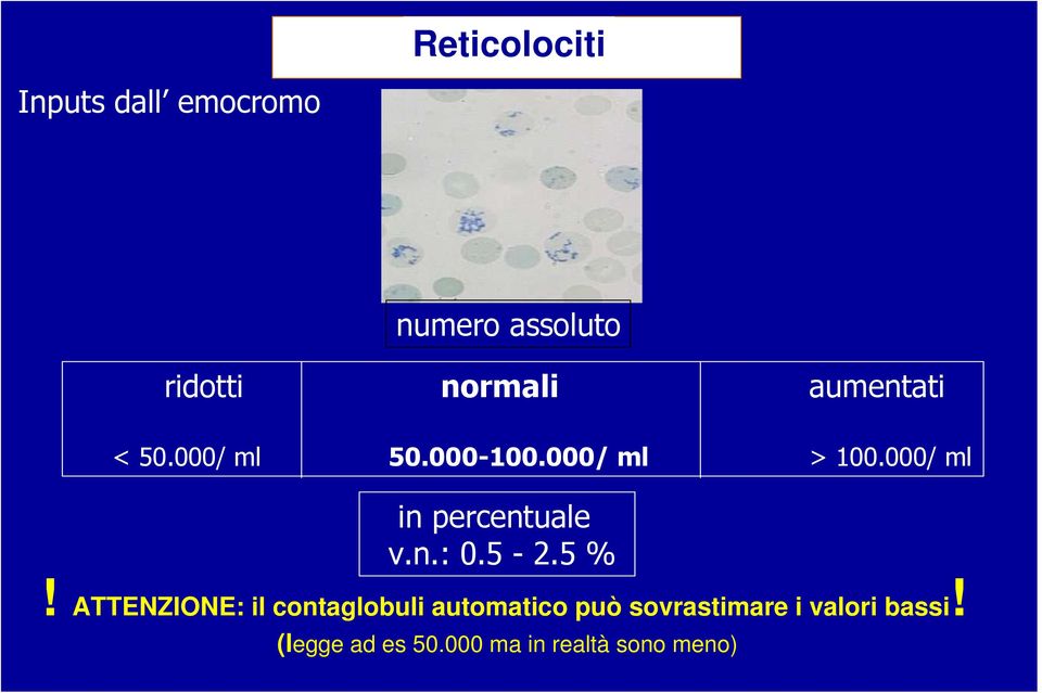 000/ ml in percentuale v.n.: 0.5-2.5 %!