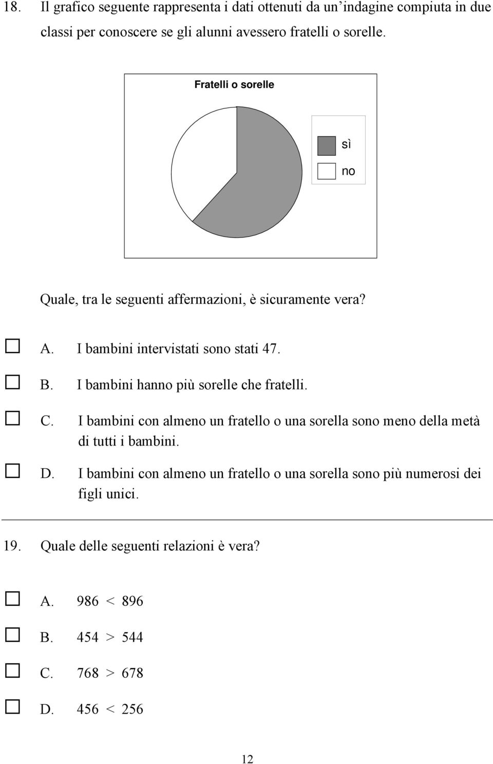 I bambini hanno più sorelle che fratelli. I bambini con almeno un fratello o una sorella sono meno della metà di tutti i bambini.