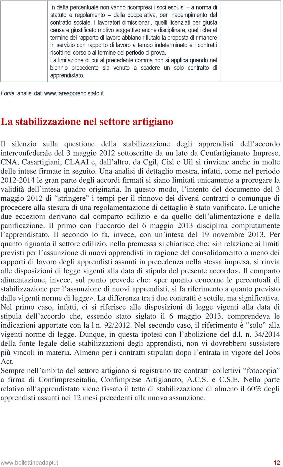 indeterminato e i contratti risolti nel corso o al termine del periodo di prova.