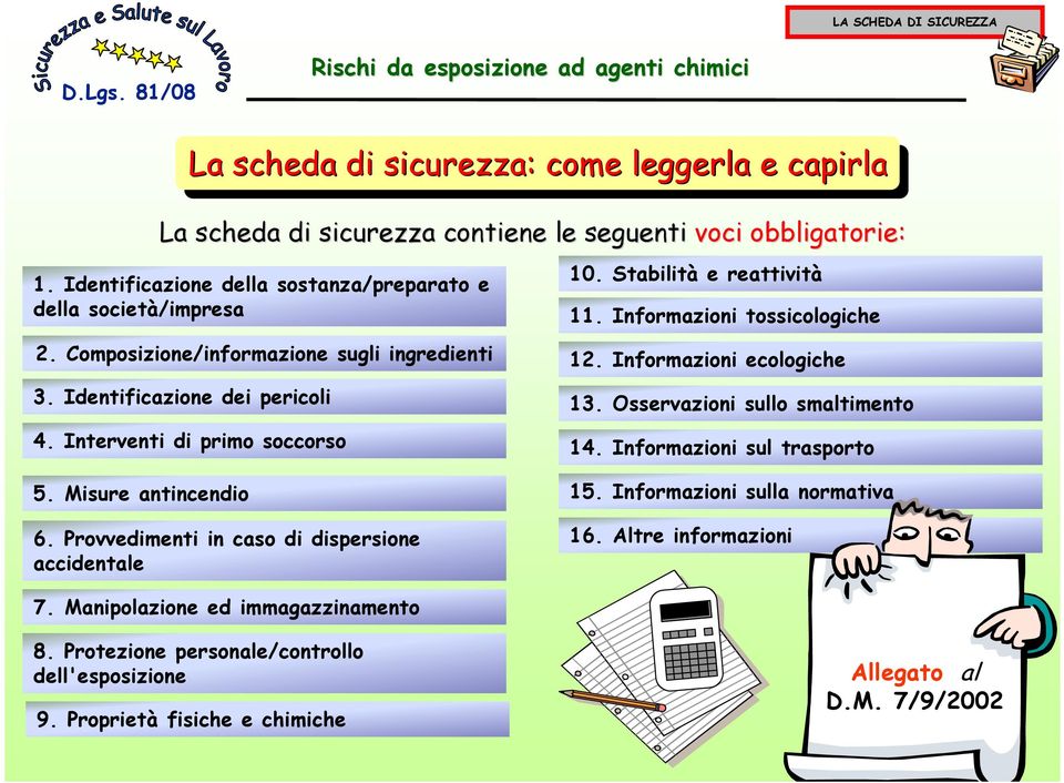 Stabilità e reattività 11. Informazioni tossicologiche 12. Informazioni ecologiche 13. Osservazioni sullo smaltimento 14. Informazioni sul trasporto 5. Misure antincendio 6.