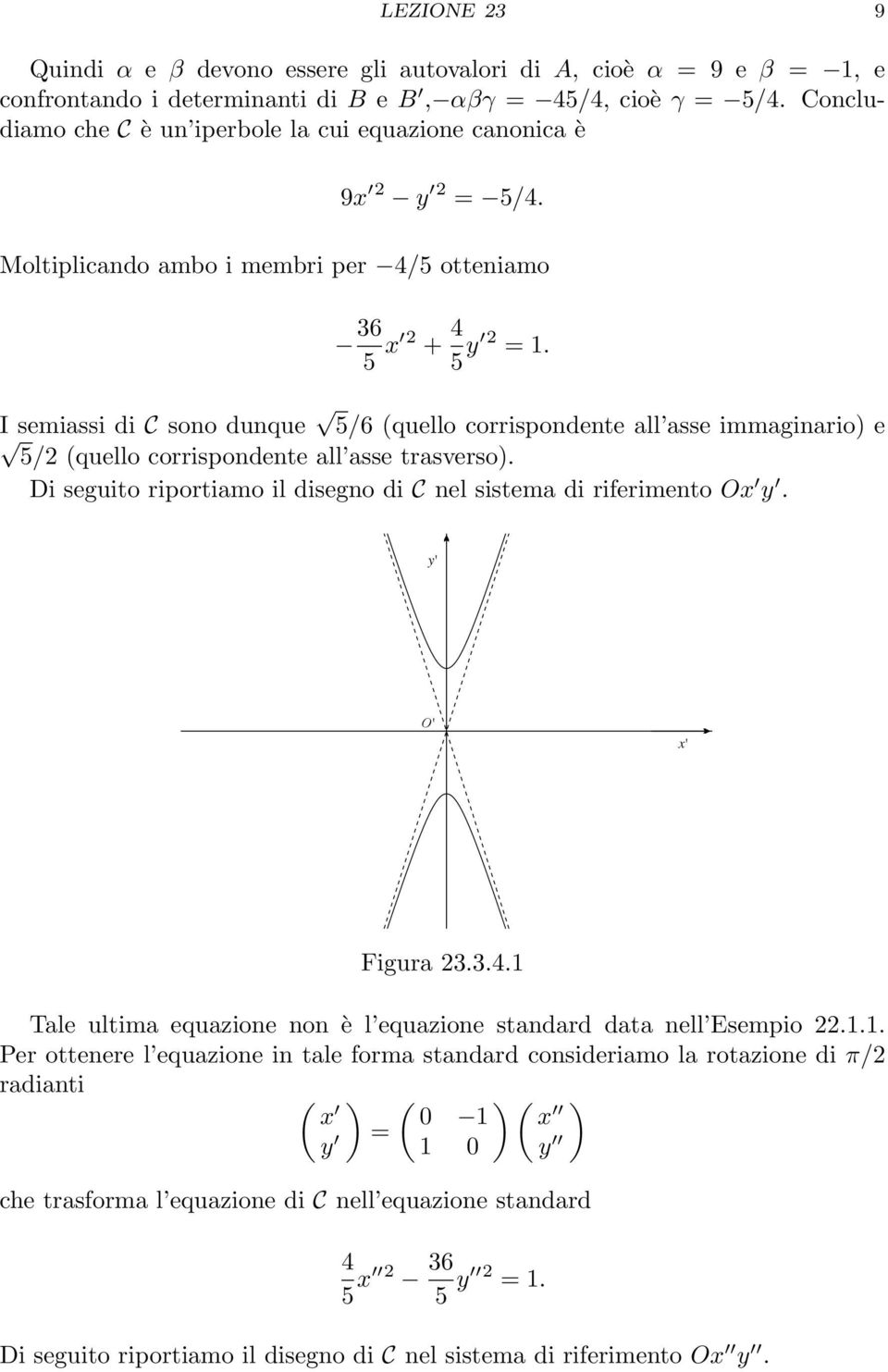 I semiassi di C sono dunque 5/6 (quello corrispondente all asse immaginario) e 5/2 (quello corrispondente all asse trasverso). Di seguito riportiamo il disegno di C nel sistema di riferimento Ox y.