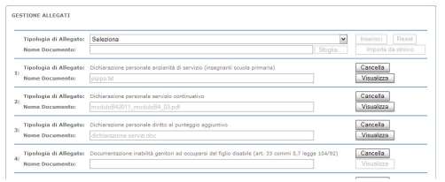 Consultare il testo di un allegato. E possibile visualizzare il documento associato ad un allegato a partire dalla pagina di visualizzazione dei dati della domanda.