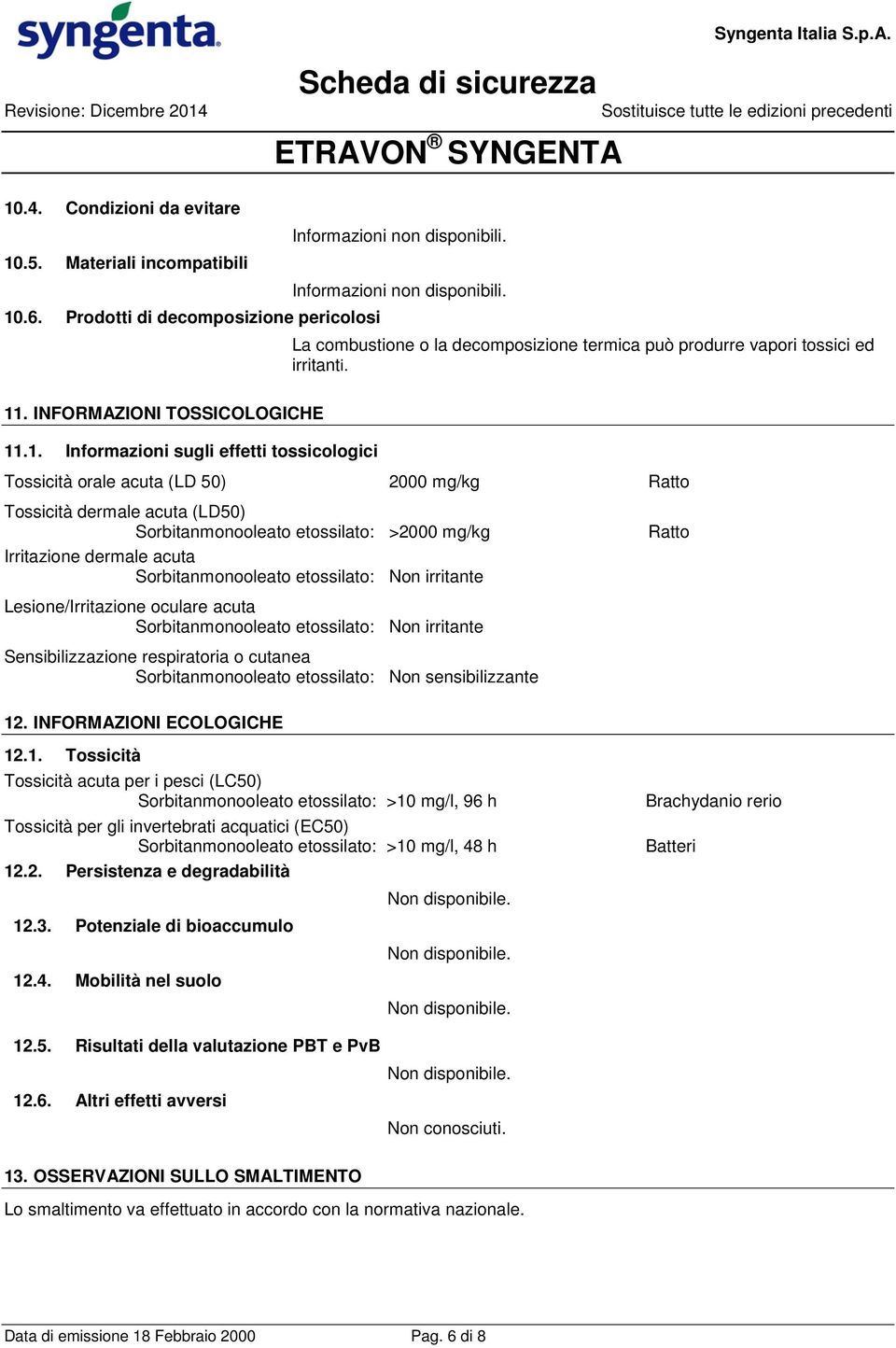 . INFORMAZIONI TOSSICOLOGICHE 11