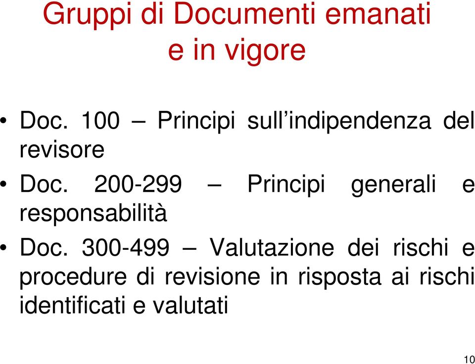 200-299 Principi generali e responsabilità Doc.