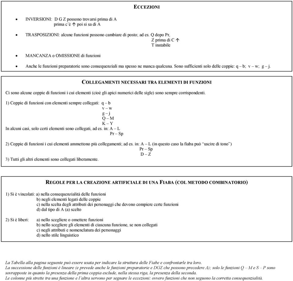 COLLEGAMENTI NECESSARI TRA ELEMENTI DI FUNZIONI Ci sono alcune coppie di funzioni i cui elementi (cioè gli apici numerici delle sigle) sono sempre corrispondenti.