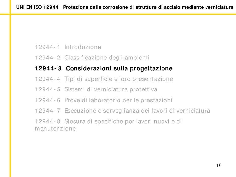 presentazione 5 Sistemi di verniciatura protettiva 6 Prove di laboratorio per le prestazioni 7