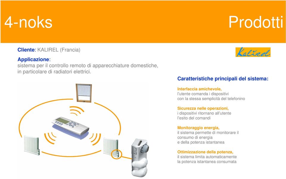 Caratteristiche principali del sistema: Interfaccia amichevole, l utente comanda i dispositivi con la stessa semplicità del telefonino Sicurezza