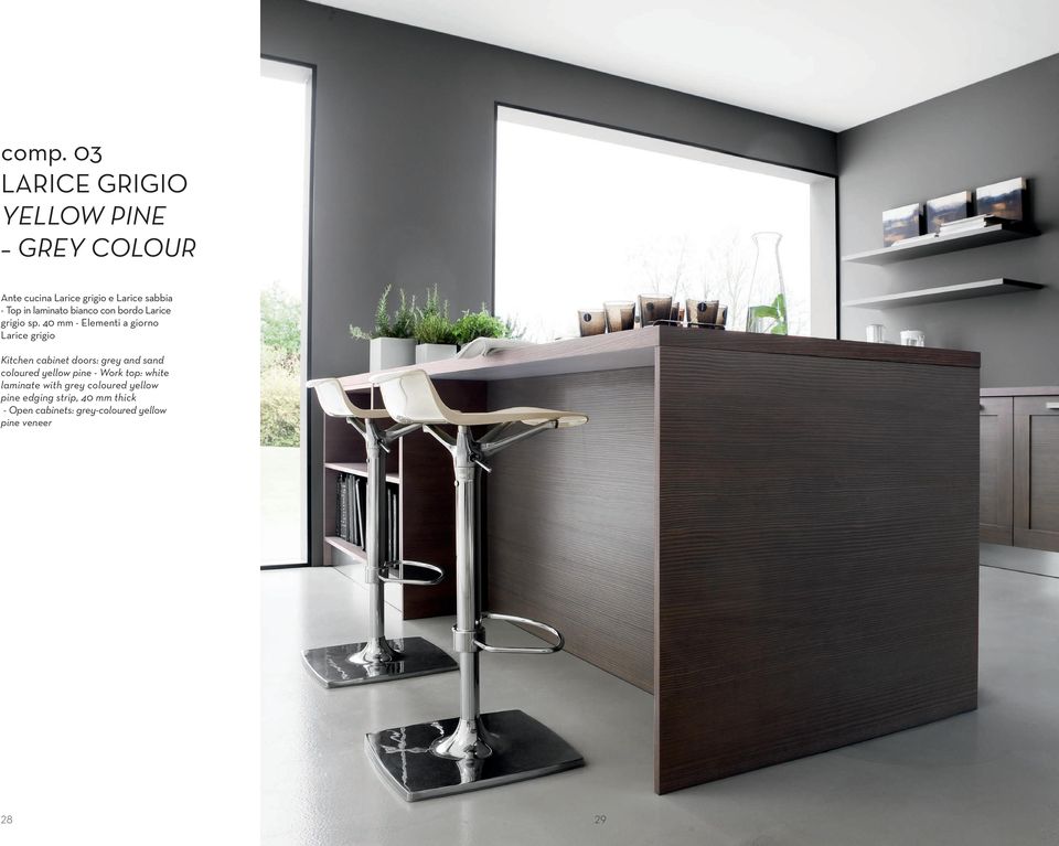40 mm - Elementi a giorno Larice grigio Kitchen cabinet doors: grey and sand coloured yellow