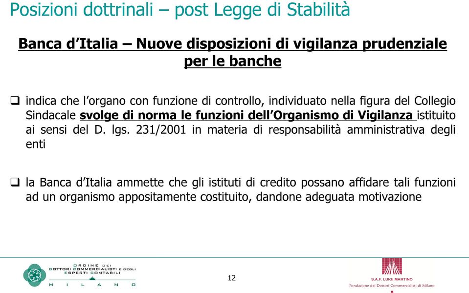 di Vigilanza istituito ai sensi del D. lgs.