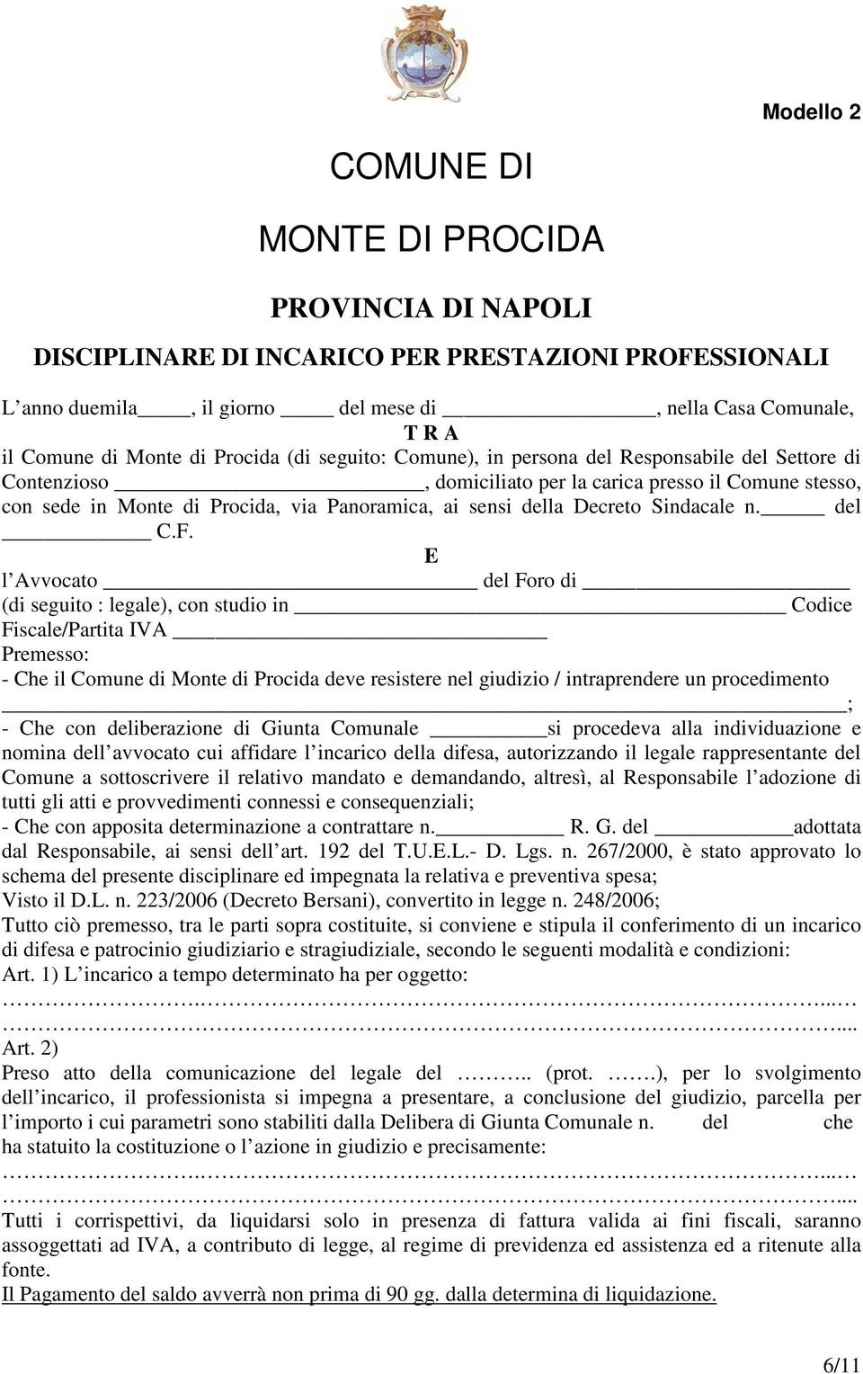 Decreto Sindacale n. del C.F.