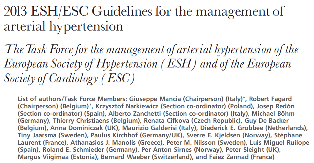 2013 ESH/ESC Hypertension Guidelines Historical Perspective 2003 Guidelines 2007 Guidelines 2009