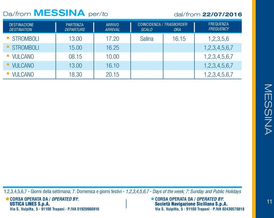 15 MESSINA - Giorni della settimana; 7: Domenica e giorni